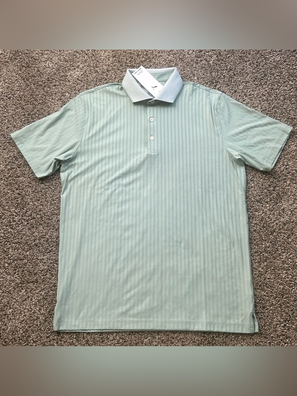 Puma MATTR Men’s Polo Golf Stripe Light Moss Green Men’s Size Large 632200-01